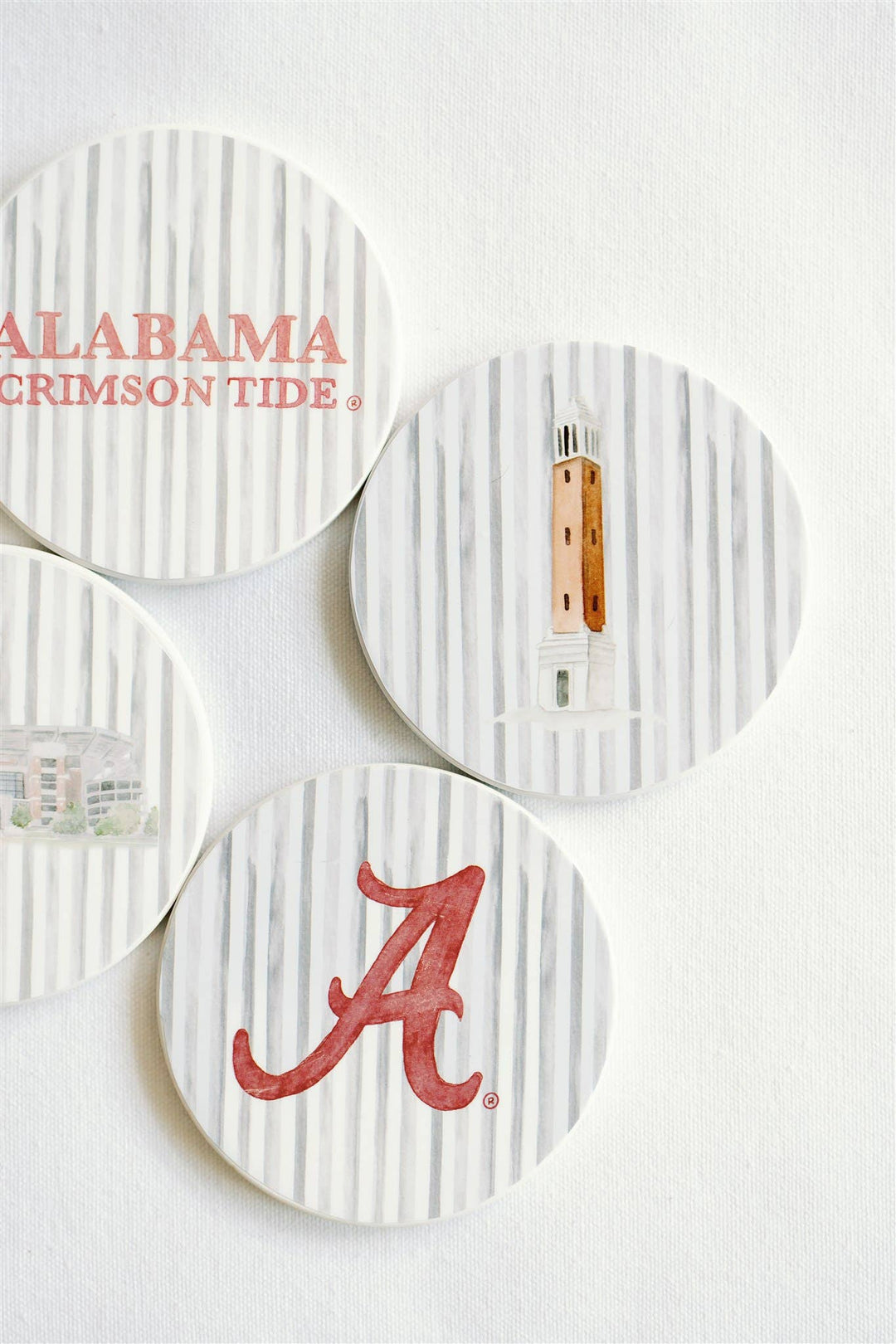 Alabama Striped Coasters - Sold Individually Ceramic