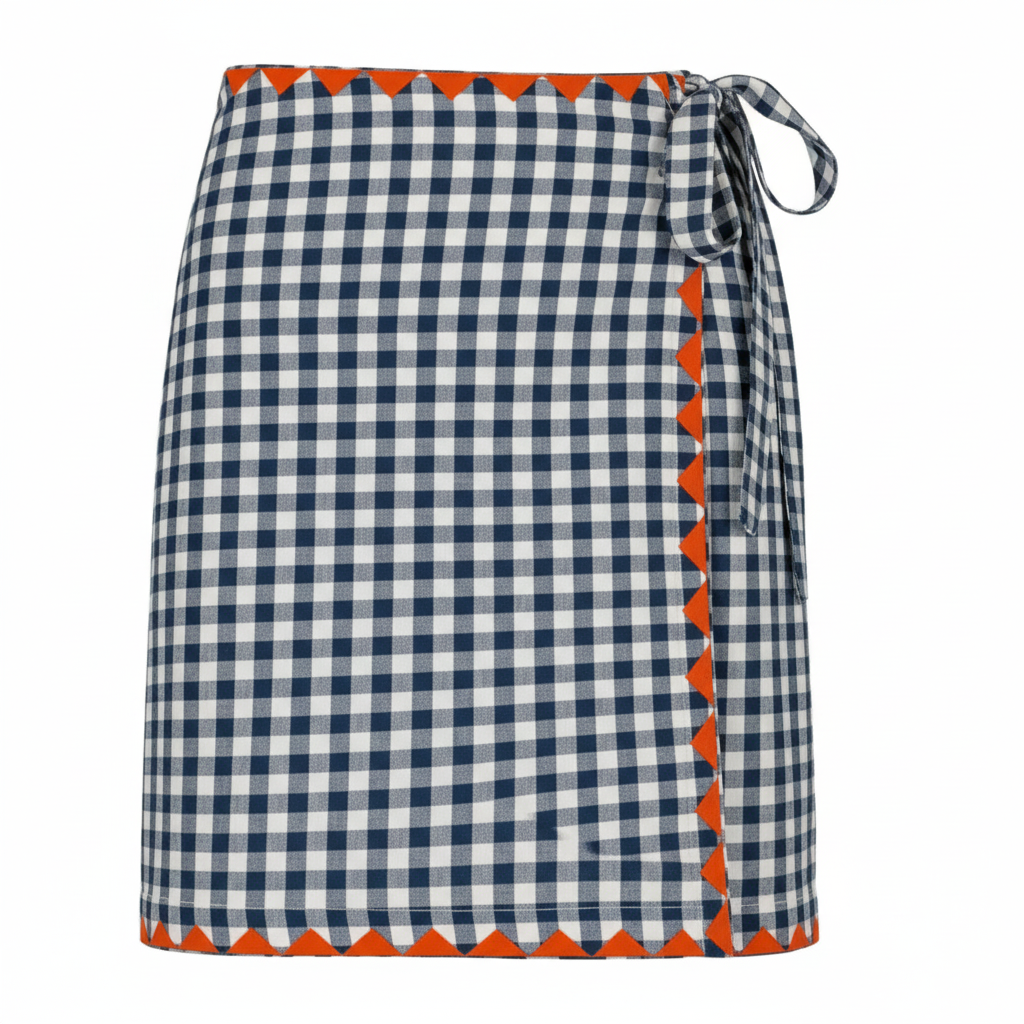 Sunshine Tienda - Navy Gingham Marina Sarong: One Size