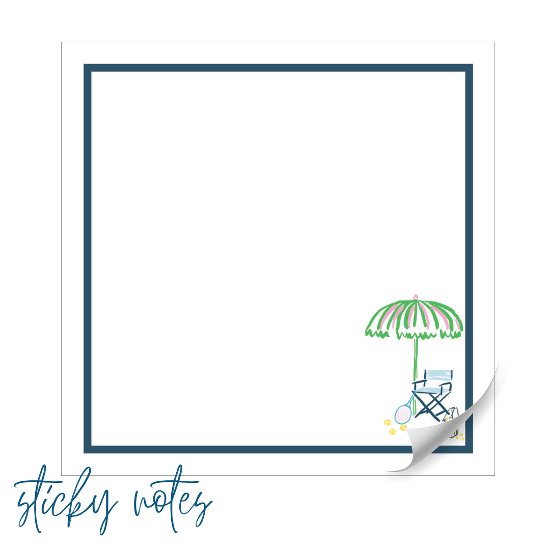 Busy Bee Gift - Meet Me on the Court Tennis Sticky Notes - 3x3 Inch Pads