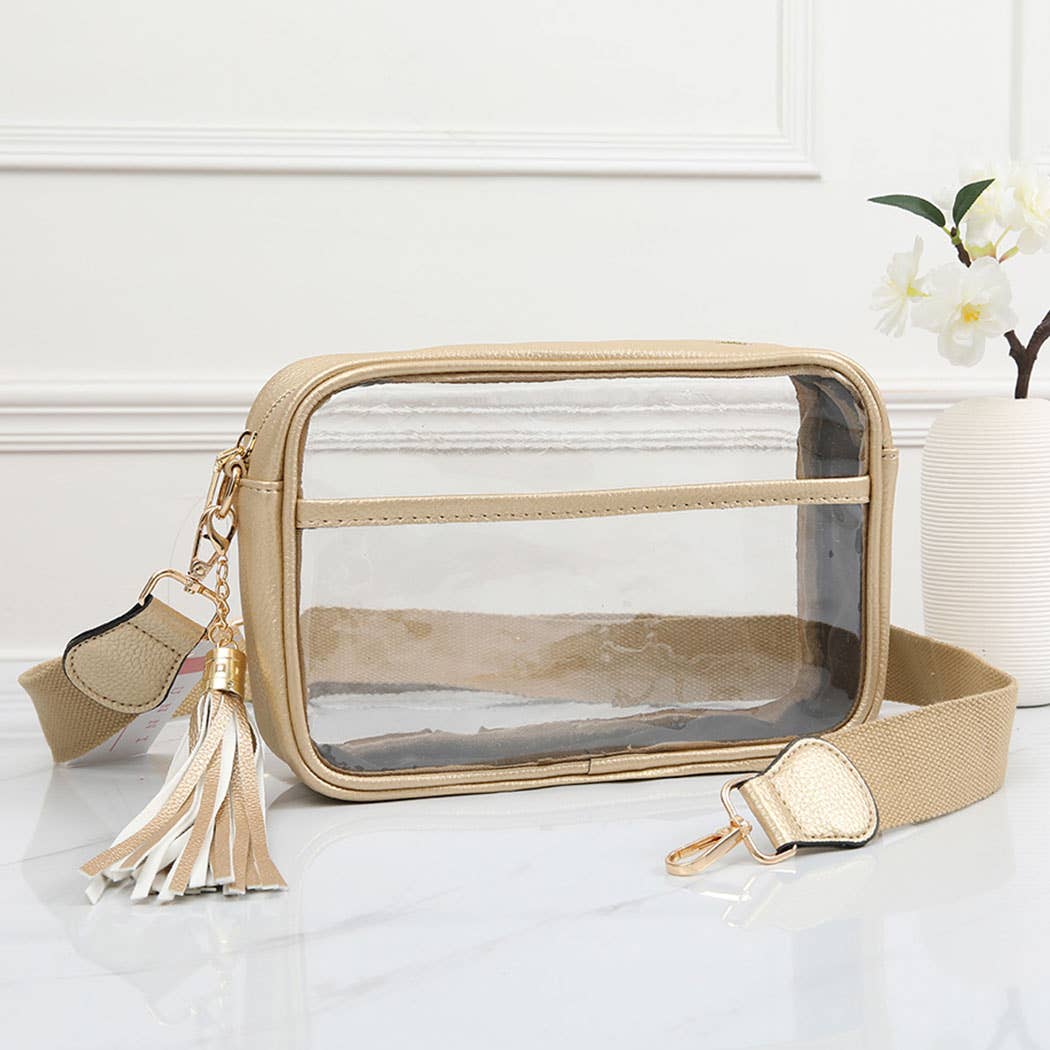 Fashion City - Solid Color Outlined Clear Crossbody Bag: CLRB / ONE SIZE