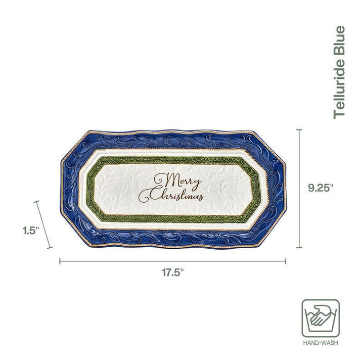 Fitz and Floyd® Mikasa® Pfaltzgraff® - Fitz & Floyd Telluride Blue Bread Tray 17.5In Gift Box Pkg: Blue / No / Earthenware