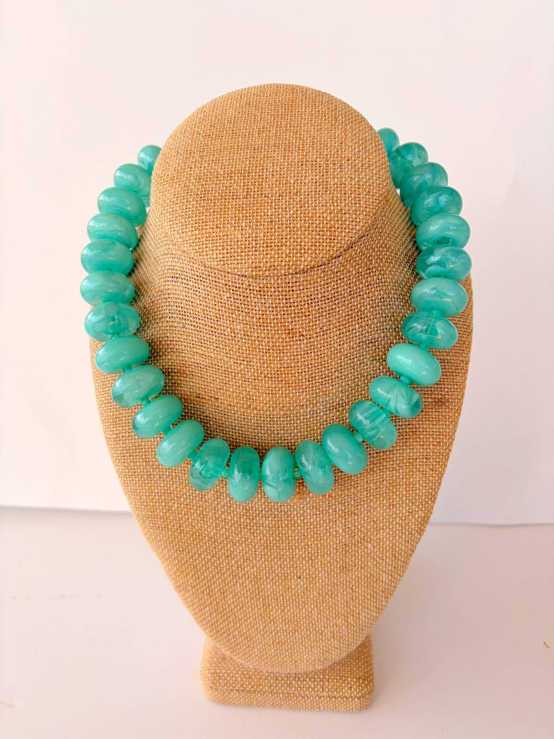 The Katie Kollective - The Rory — Aqua Green Large Rondelle Beaded Necklace