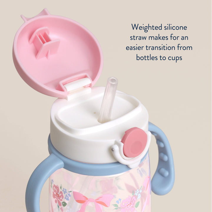 Itzy Ritzy - *NEW* Itzy Sips™ - Straw Cup With Snap-Close Lid: Ribbons & Roses