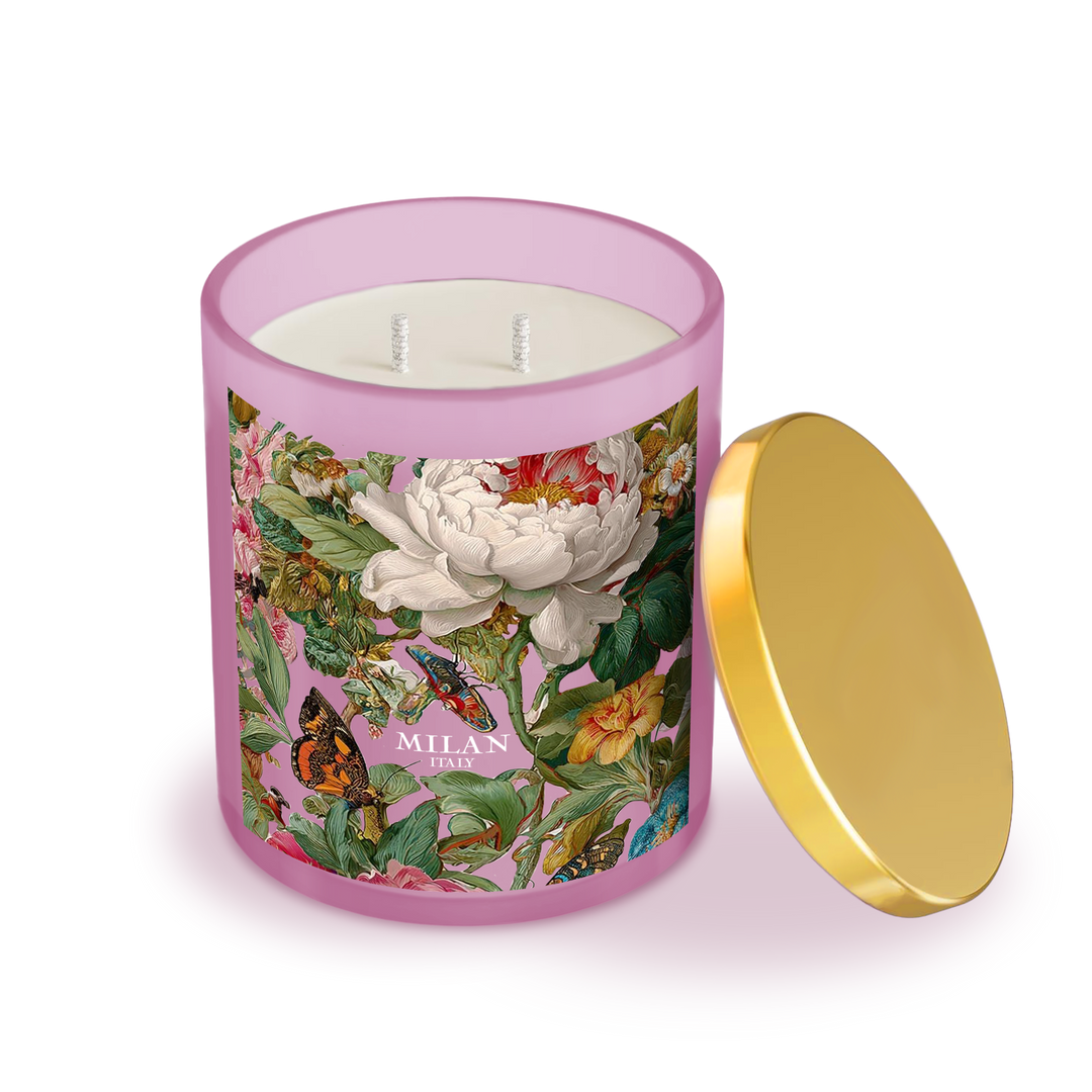 Toss Designs - Glass Candle Pink - Butterflies Flora Milan Italy