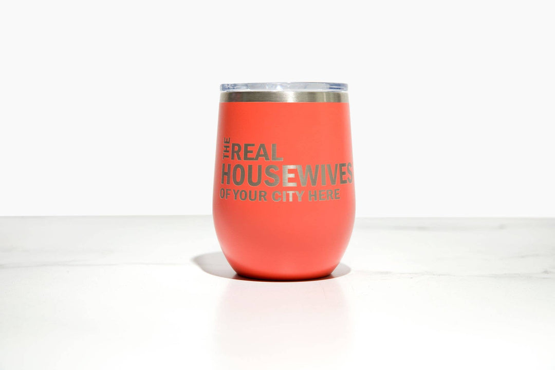Calm Down Caren - Real Housewives of YOUR CUSTOM CITY Polar Camel Wine Tumbler: Pink