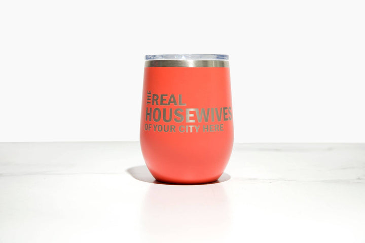 Calm Down Caren - Real Housewives of YOUR CUSTOM CITY Polar Camel Wine Tumbler: Pink