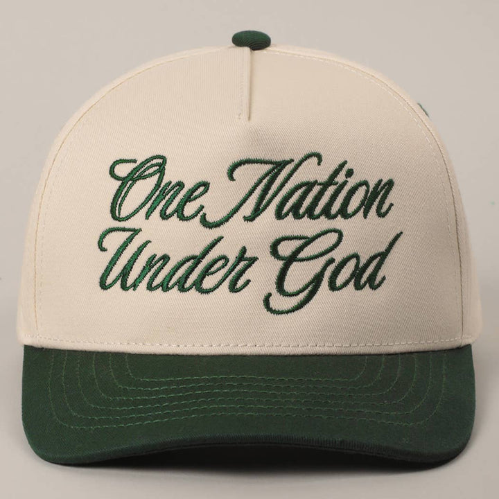 Fashion City - One Nation Under God Two-Tone Trucker Hat: NATURAL/RED / ONE SIZE