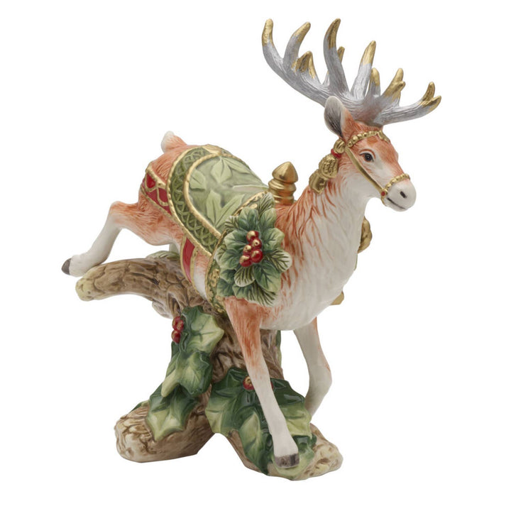 Fitz and Floyd® Mikasa® Pfaltzgraff® - Fitz & Floyd Holiday Hme Green Deer CndleHolder Gift Box Pkg: Green / Earthenware / Holiday