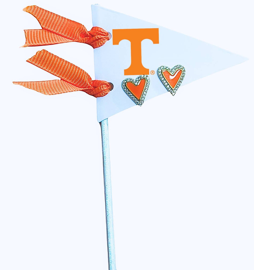 Color Shout - Love my College: Bright Color Heart Studs on Logo Pennant Flag: Auburn