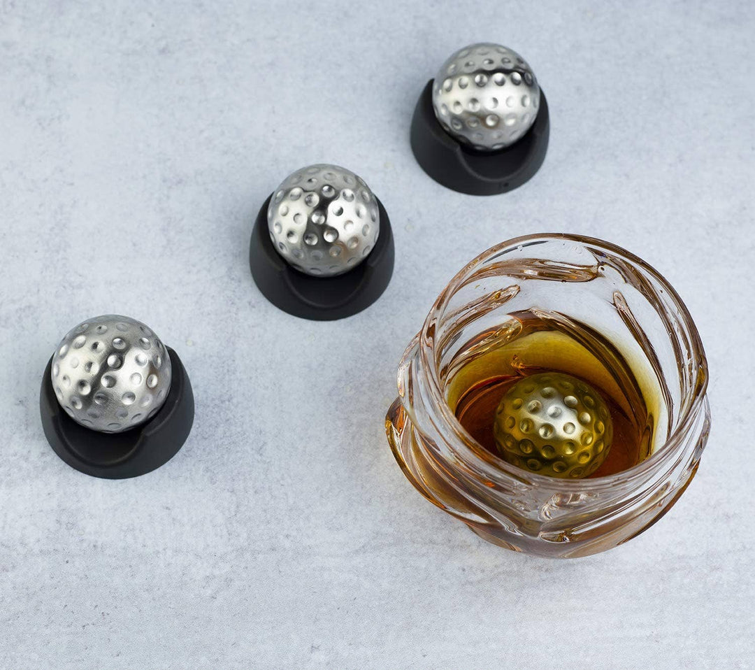 Golf Ball Shaped Stainless Steel Whiskey Stones 4 set