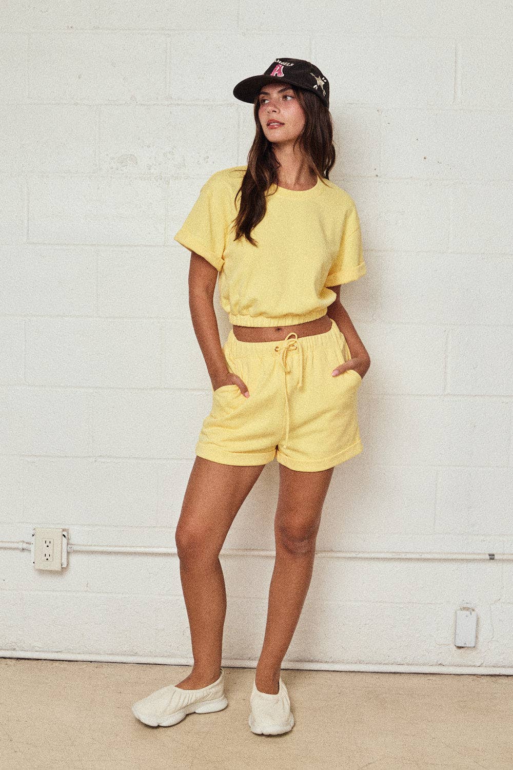 Papermoon - PX19514 - Cozy Short Sleeve Top and Shorts Set: BUTTER YELLOW