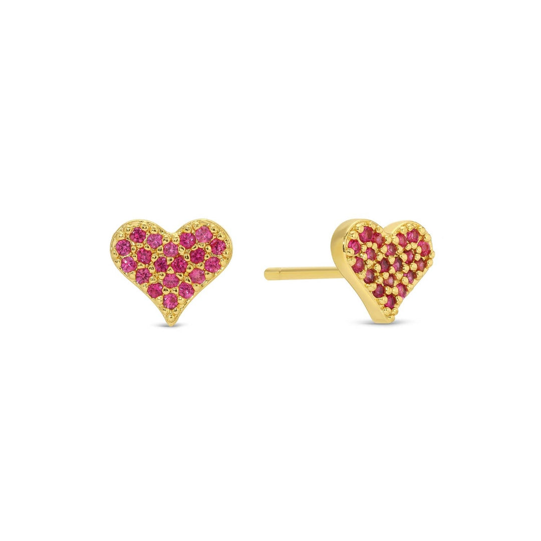 Splendid Iris - Pink Pave Heart Velvet Stud Gift Set