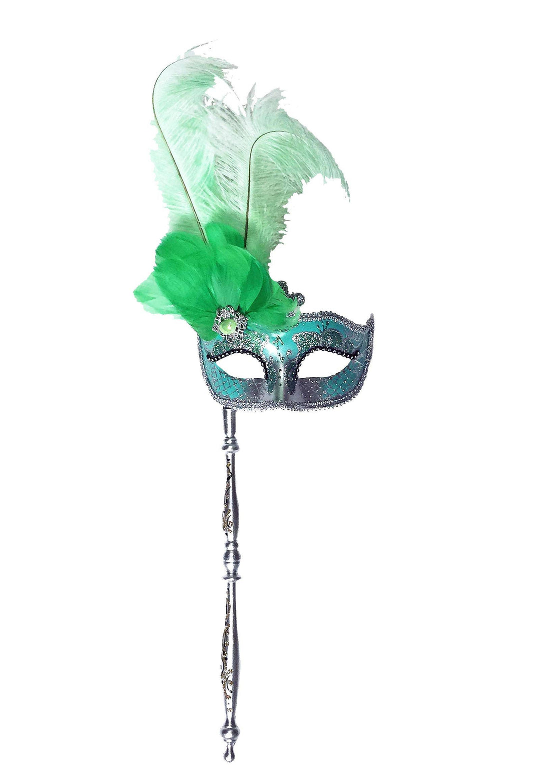 Mardi Gras Creations - Anarkali Mask With Eye Detail With Detachable Stick: Mardi Gras / Gold Accents