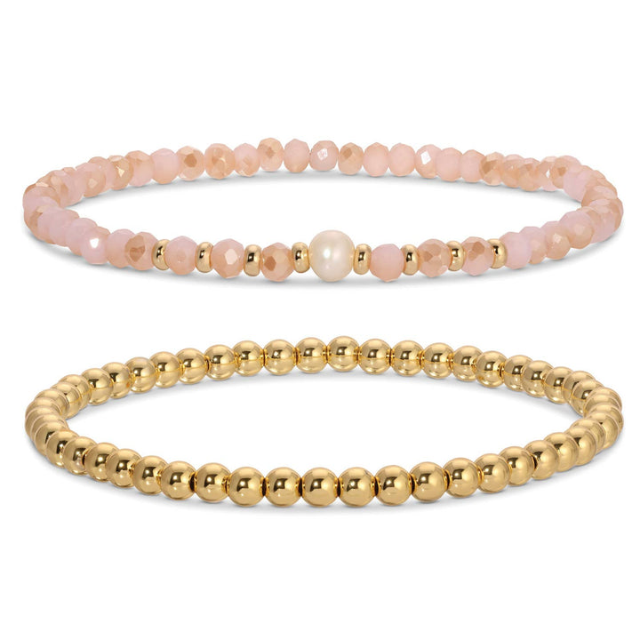 Splendid Iris - Beaded Duo Pearl Bracelet Set: Periwinke