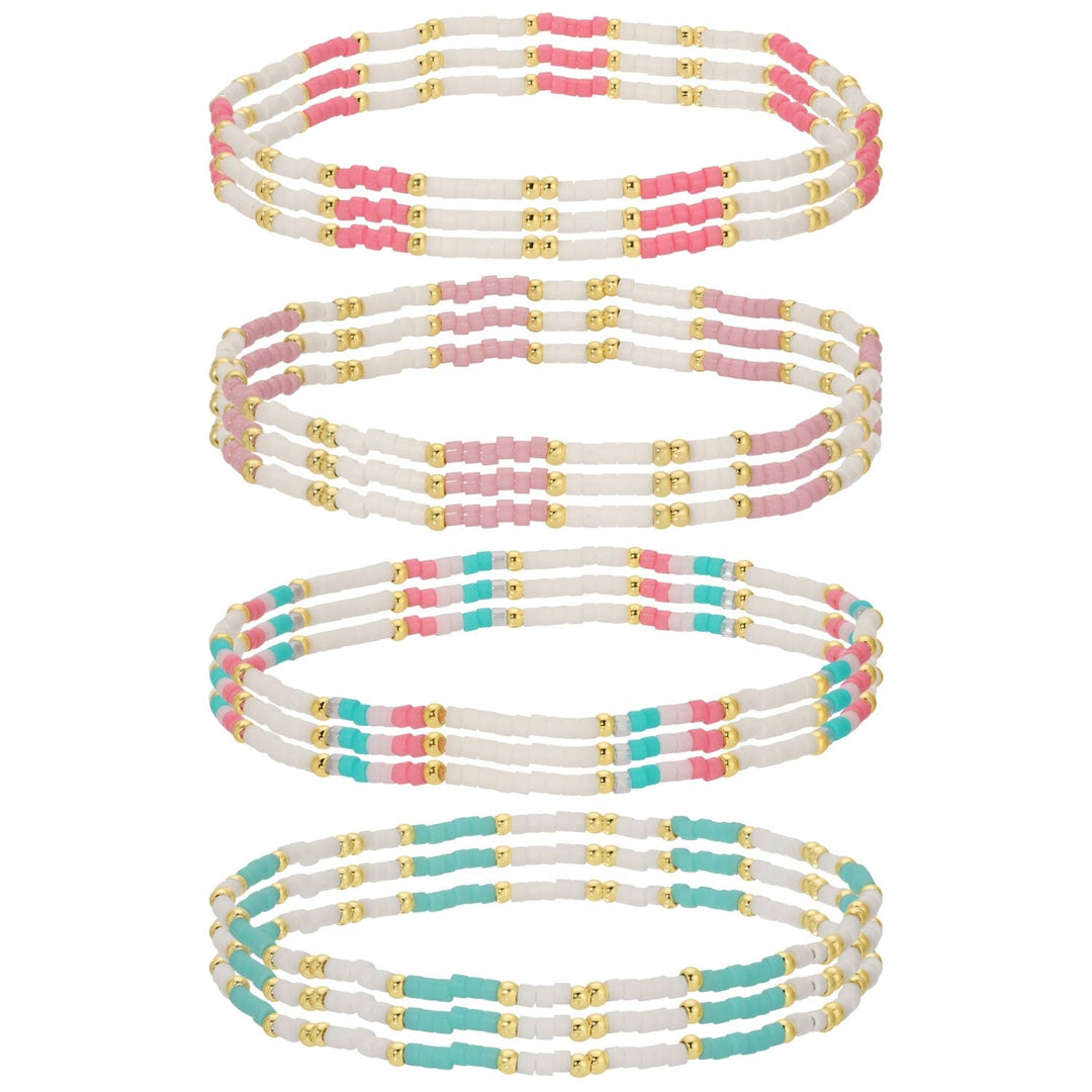Splendid Iris -miyuki delica stretch bracelets: Soft Colors