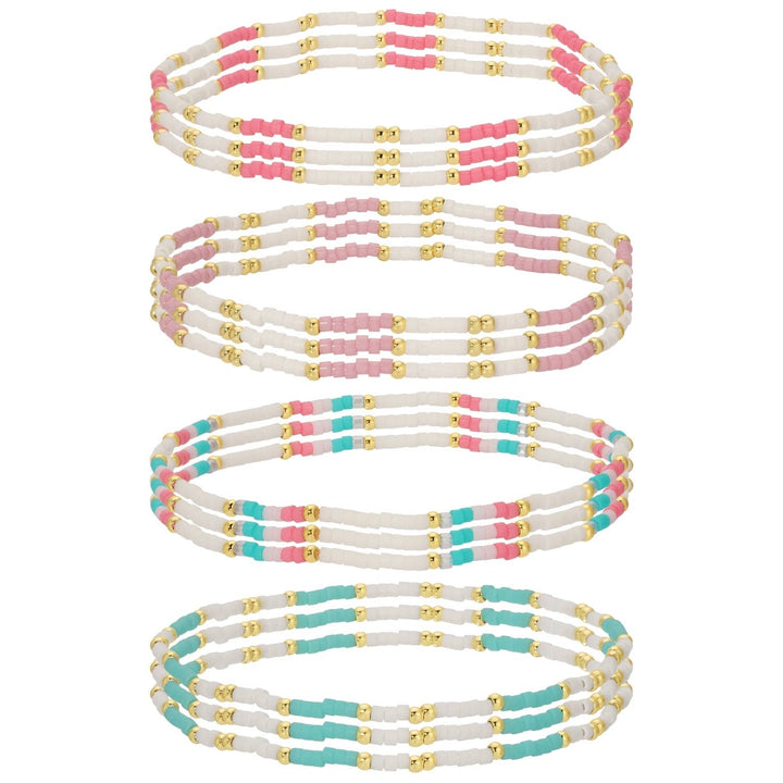 Splendid Iris -miyuki delica stretch bracelets: Soft Colors