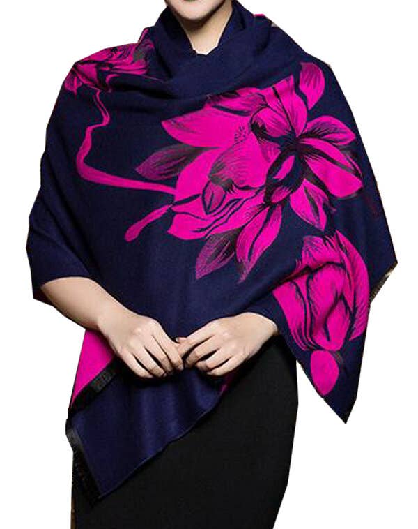 Winding River - Pink / Navy Lotus Reversible Wrap – Artisan Shawl