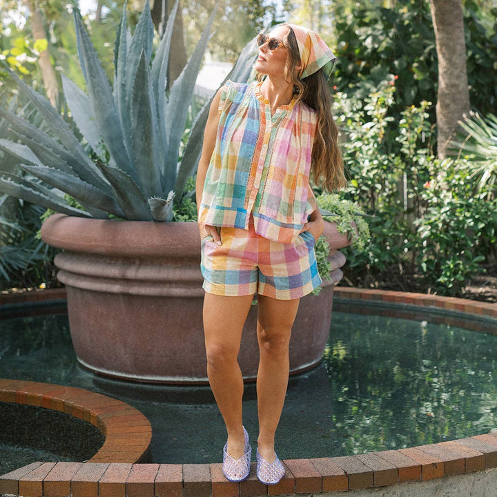 Sunshine Tienda - Rainbow Plaid Augustine Top: XL