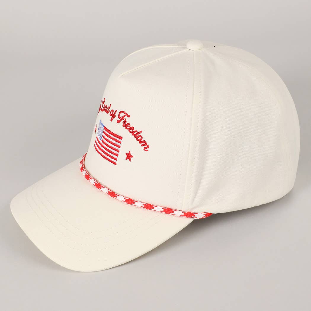Fashion City - The Land of Freedom Flag Embroidered Trucker Hat: Red / ONE SIZE