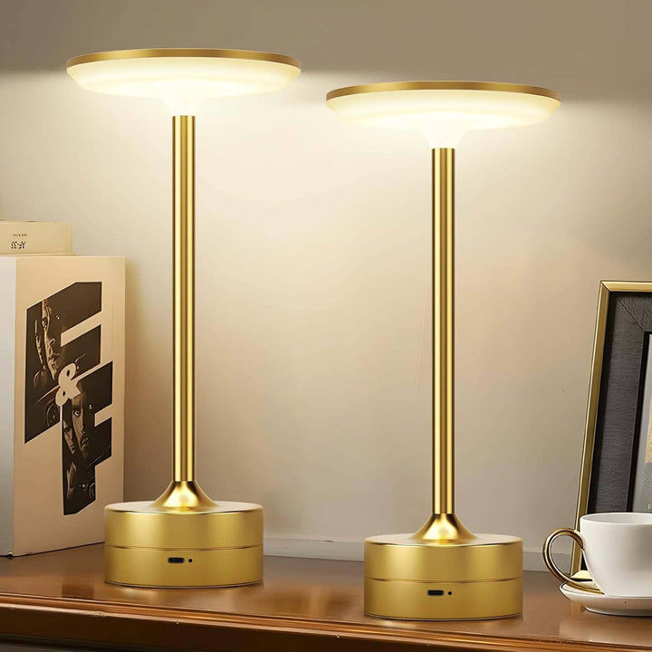 LAX Gadgets - LED Table Lamp – Touch Control, Dimmable, Rechargeable: Gold