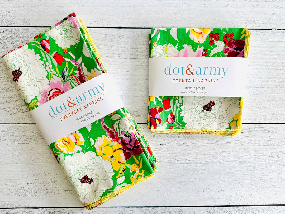Dot and Army - Terrace Garden Cloth Napkins, set of four: Dinner
