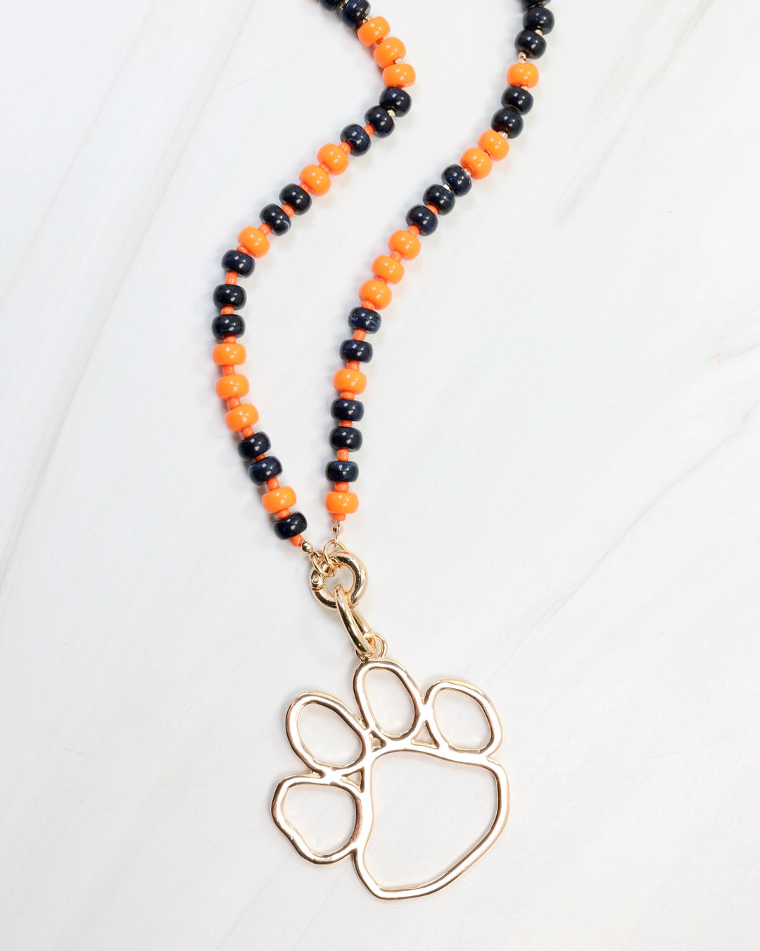 Caroline Hill - McLane Stone Necklace with Toggle Navy Orange: Default