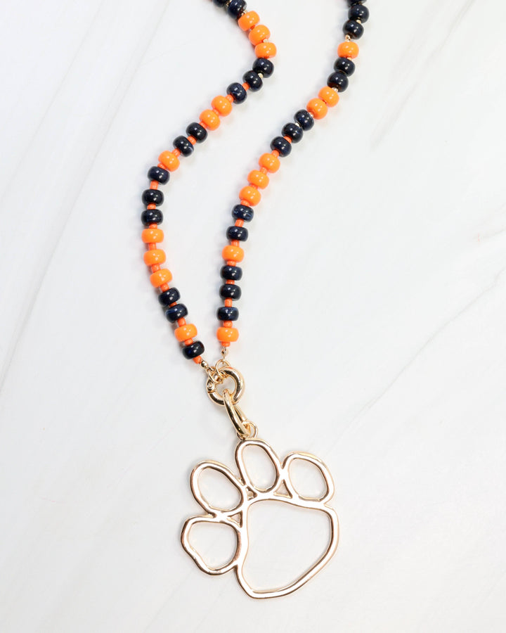 Caroline Hill - McLane Stone Necklace with Toggle Navy Orange: Default