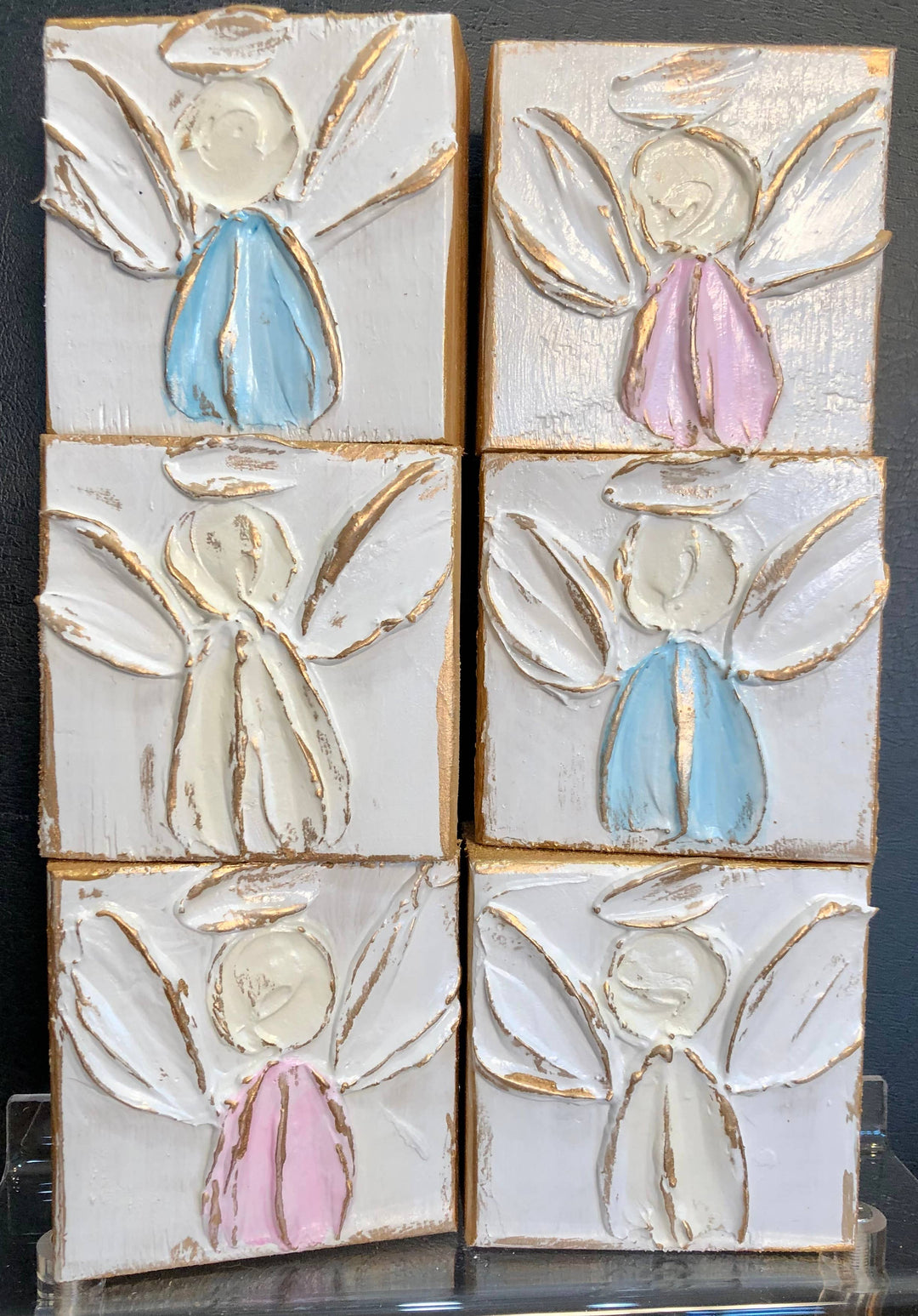 Coddiwomple - 3x3 Angel handmade painted baby nursery wedding Easter: Ivory