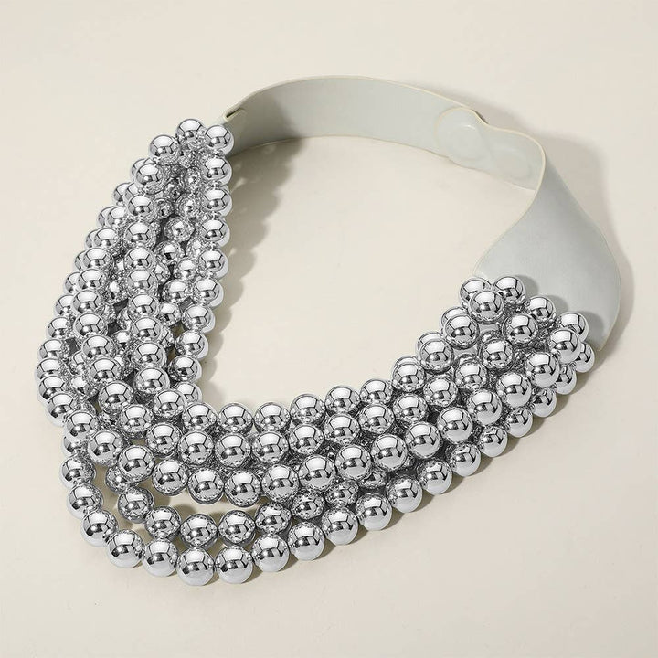 Sensibling Corp. - Chunky Acrylic Bead Layered Faux Leather Magnetic Necklace: Orange