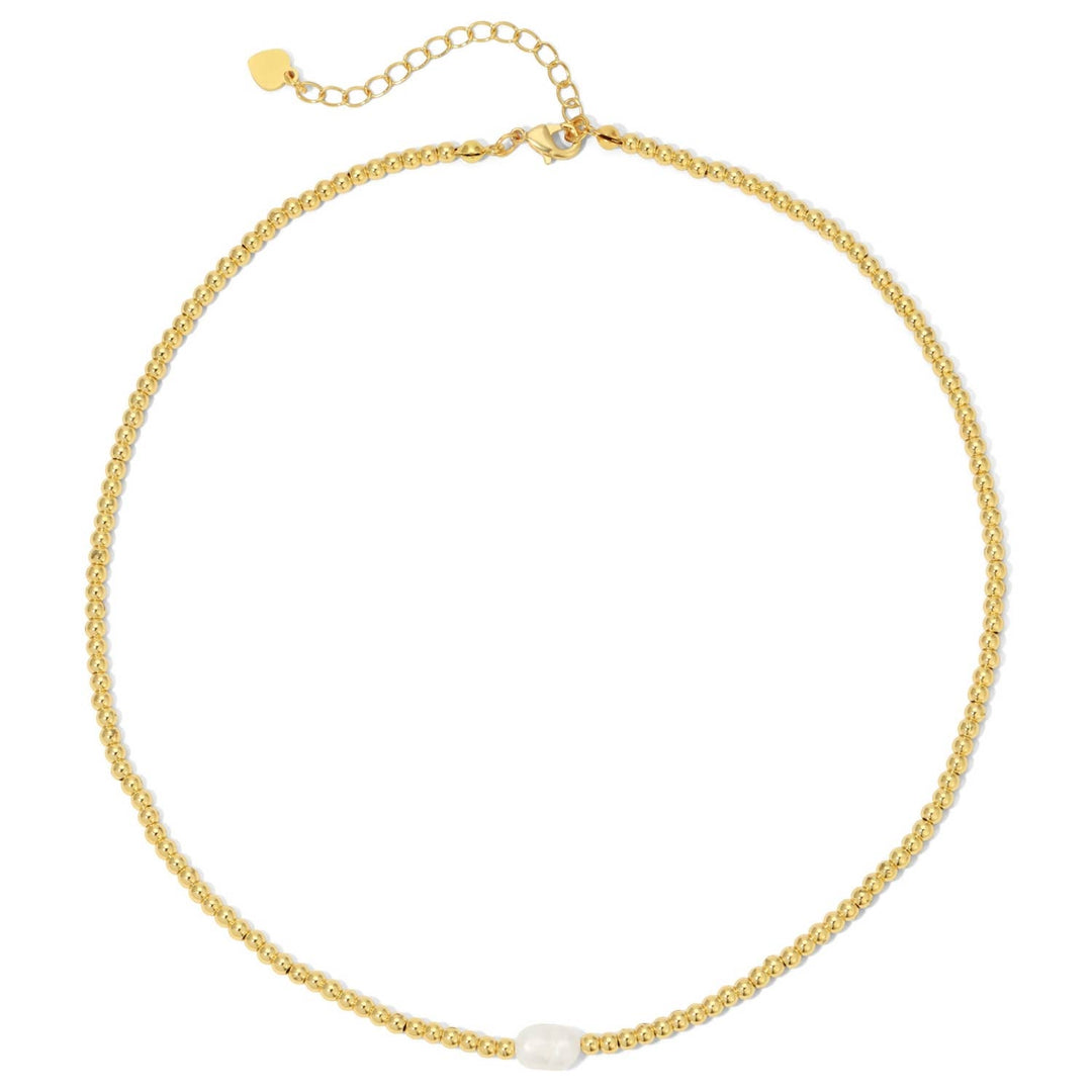 Splendid Iris - Set/6 3mm beaded necklace with med. pearl accent