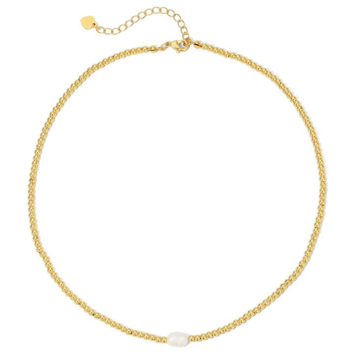 Splendid Iris - Set/6 3mm beaded necklace with med. pearl accent