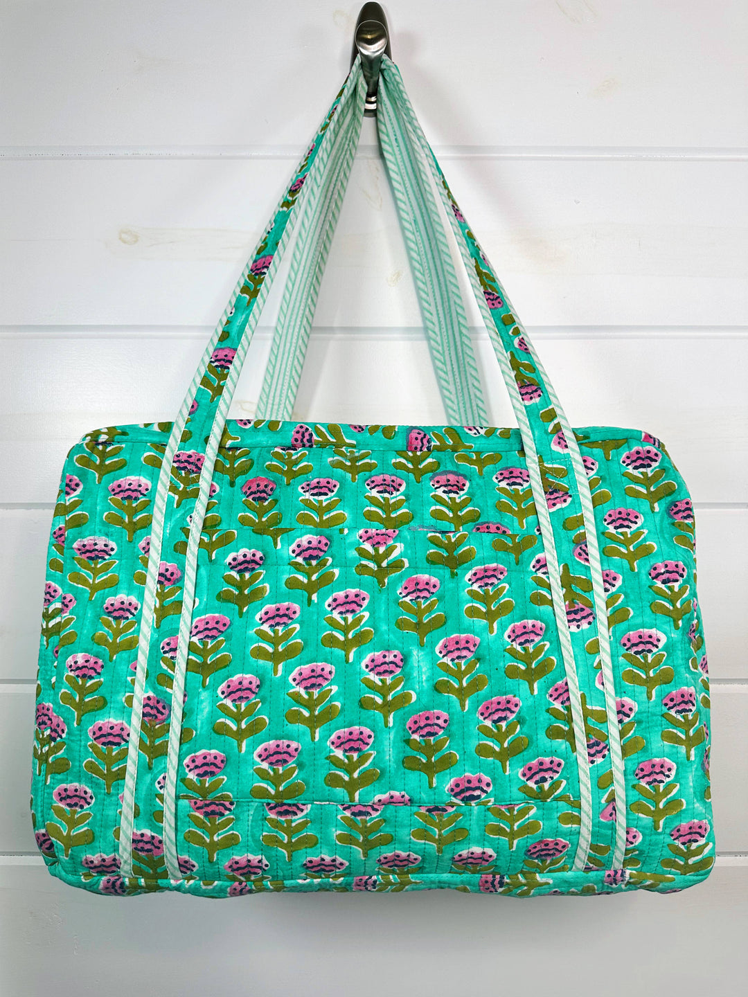 Folklore Couture - Quilted Duffle Bag | Weekender Travel Overnight Bag | Aqua