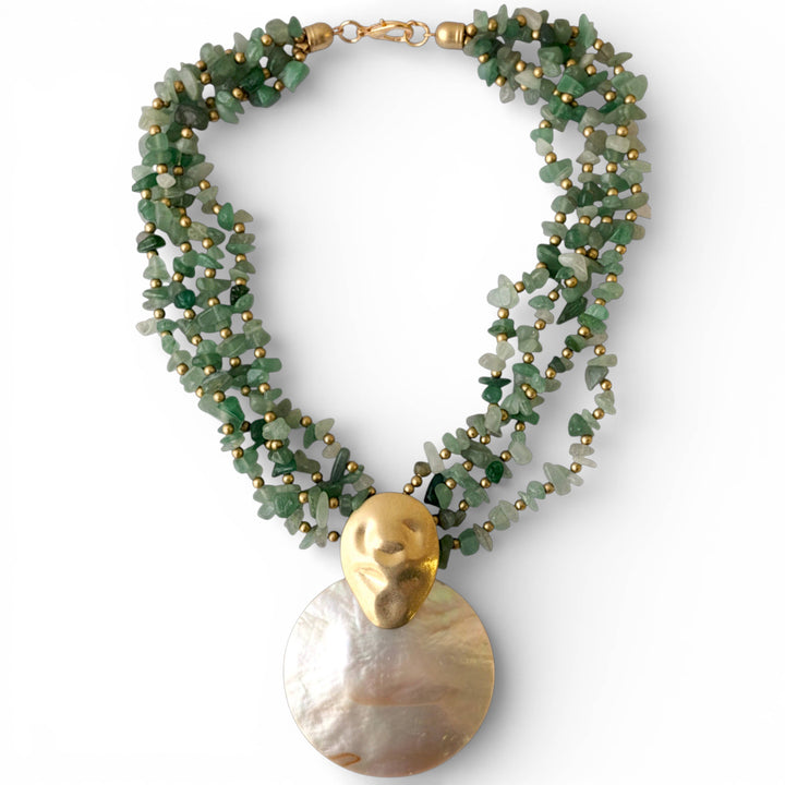 Bijoux Envie Statement Jewelry - Mother of Pearl Shell Necklace | Handmade Statement Jewelry
