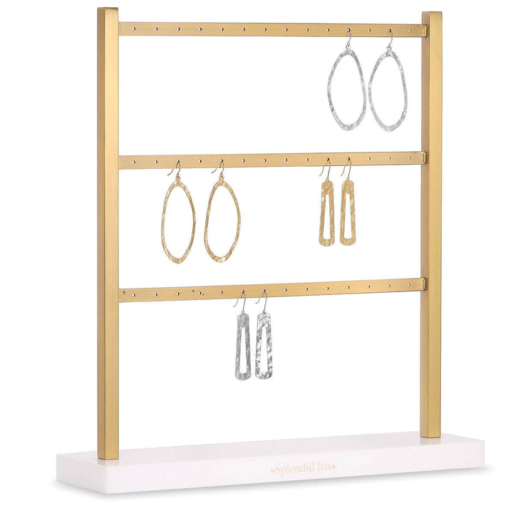 Splendid Iris - Branded Gold & White 3 Level Earring Display