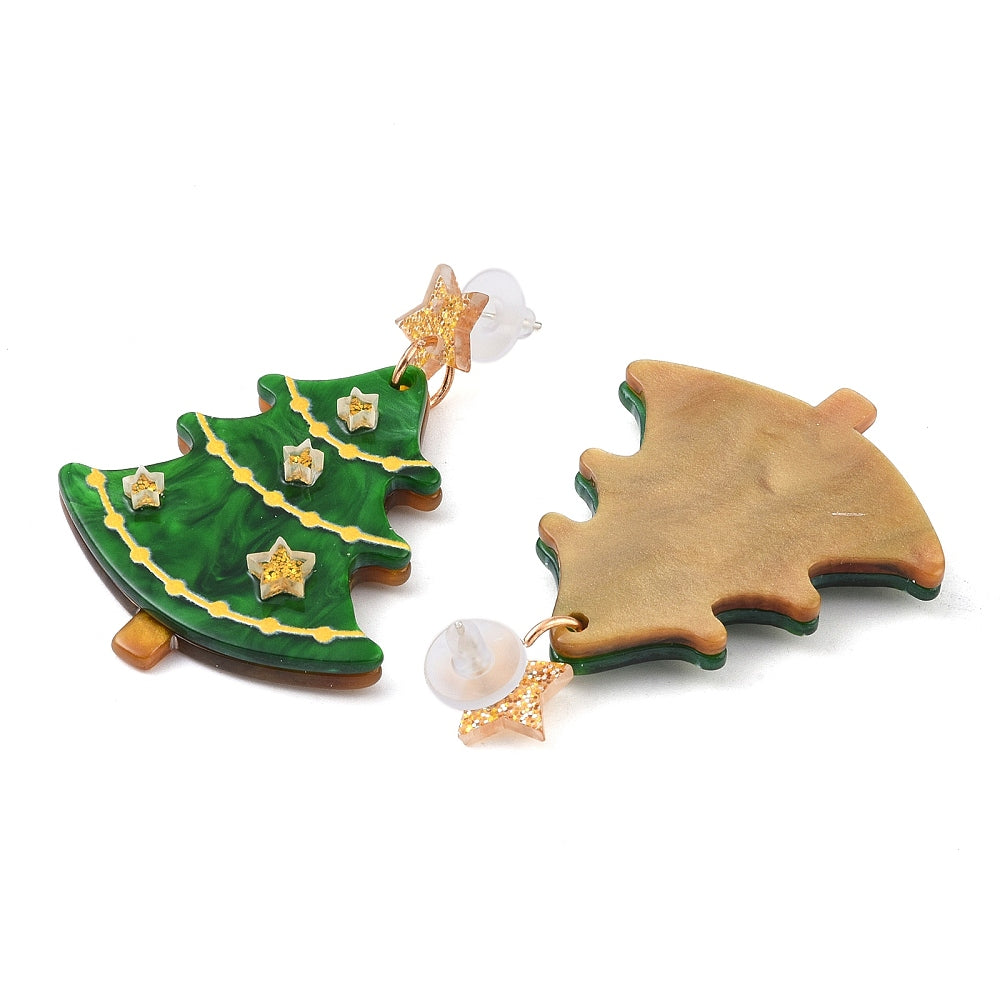 Acrylic Christmas Tree Earrings