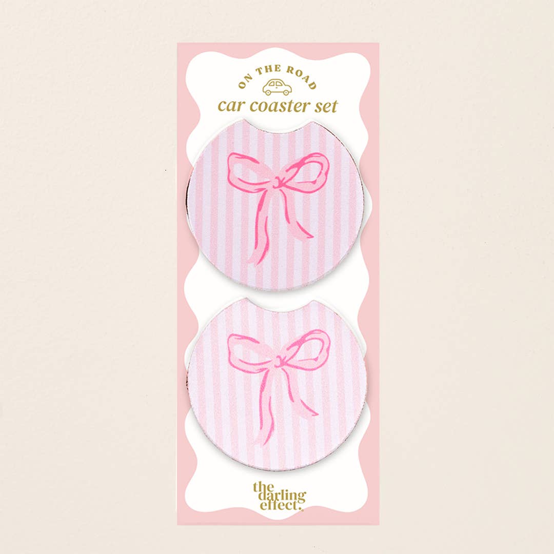 The Darling Effect - On the Road Car Coaster Set–Bow Pink