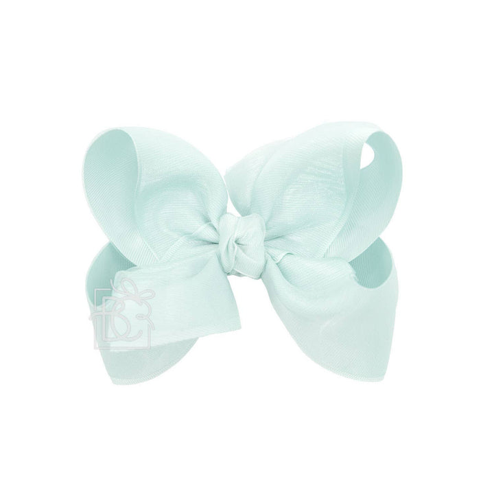 Beyond Creations, LLC - LAYERED ORGANZA/GROSGRAIN BOW ON CLIP: 4.5" Large - 1.5" Ribbons on Alligator Clip / Powder Blue