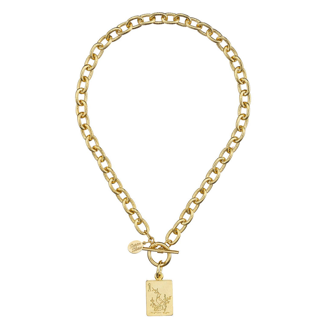 Susan Shaw - 1 Bam Bird Mahjong Tile Toggle Necklace