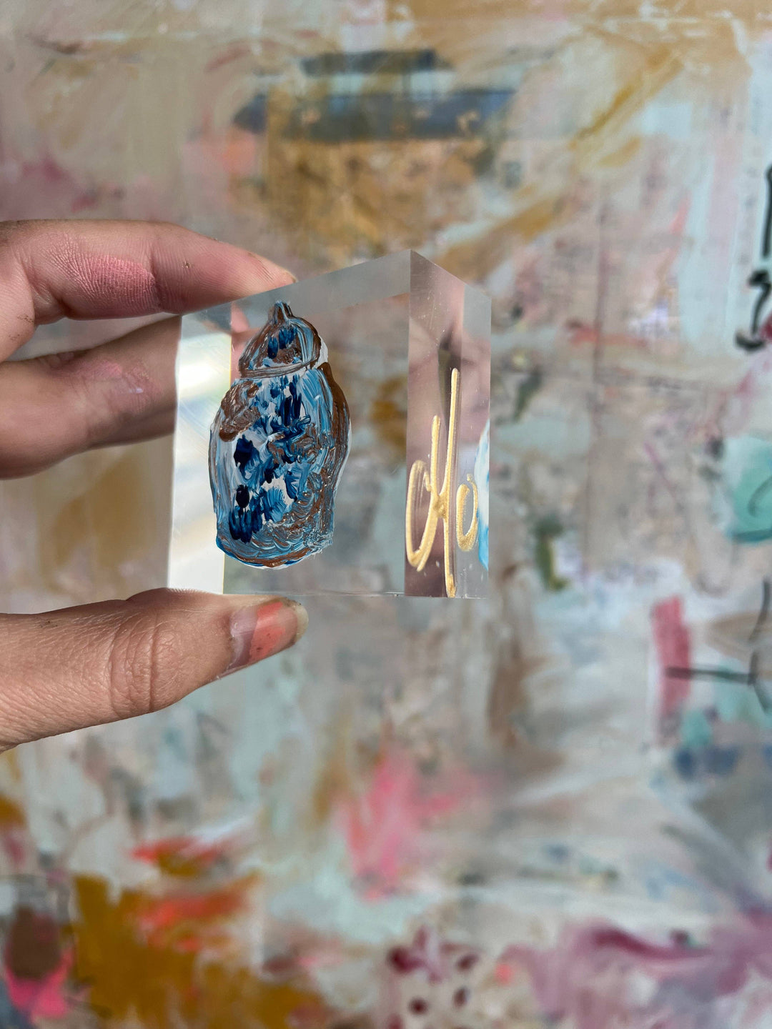 The Painted Petal - Ginger Jar Lucite Block