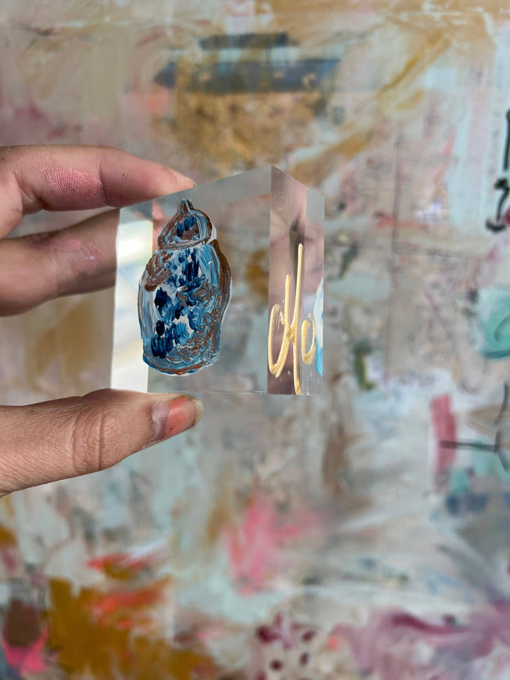 The Painted Petal - Ginger Jar Lucite Block