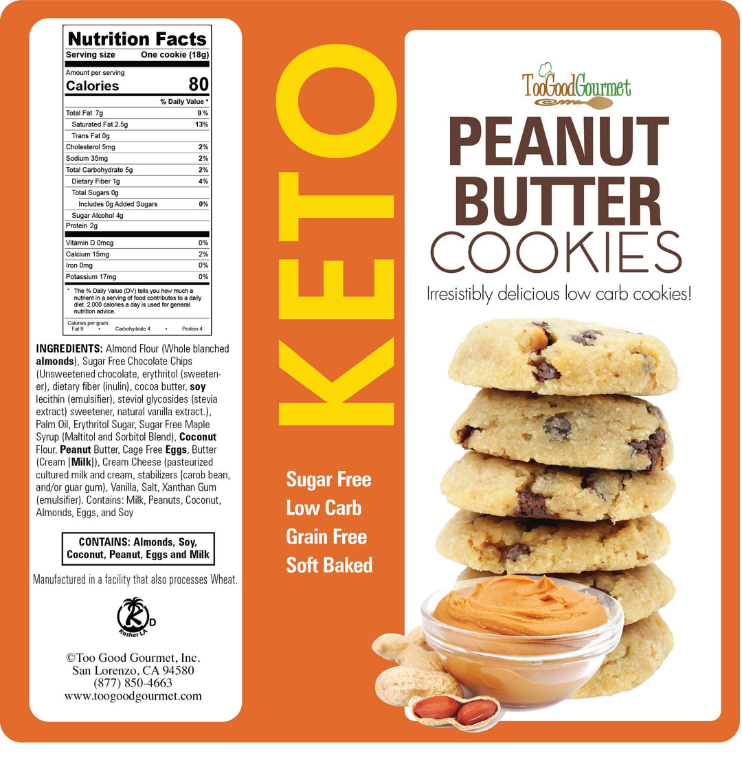 Too Good Gourmet - Keto Cookies (5oz) - Box 12 Count: Chocolate Chip Cream Cheese