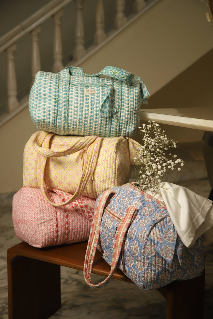 Blocks that Print - Blue Quilted Duffle Bag