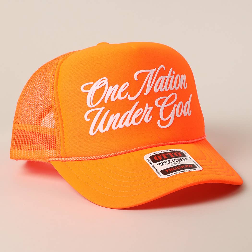 Fashion City - One Nation Under God Mesh Back Foam Trucker Hat: KELLY GREEN / One Size