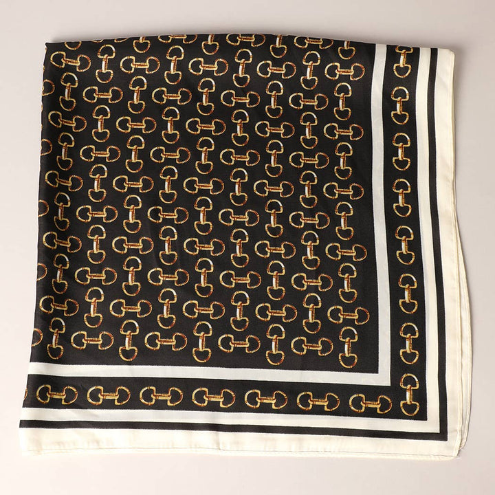 Fashion City - Satin Horsebit Print Light Weight Soft Scarf : 3-L-TURQUOISE / ONE SIZE