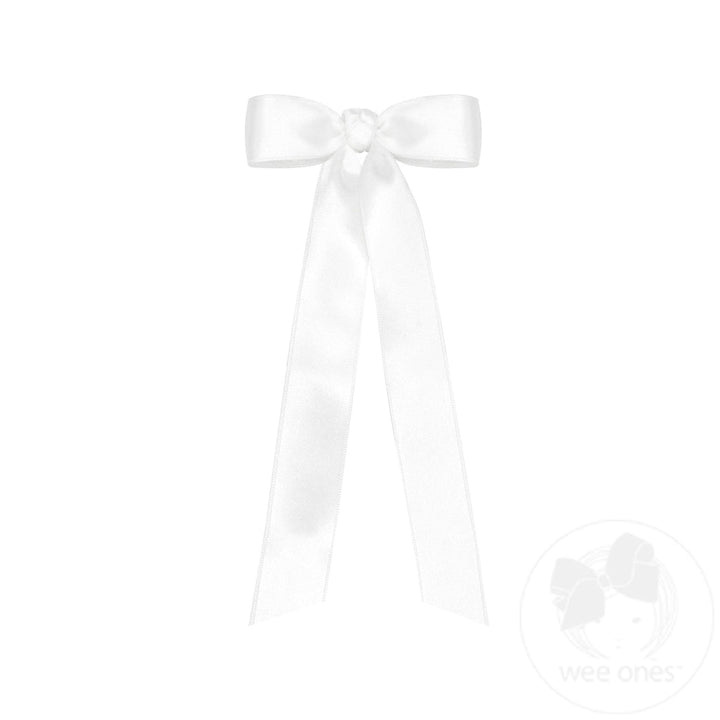 Wee Ones Mini French Satin Hair Bowtie with Knot Wrap and Streamer Tails