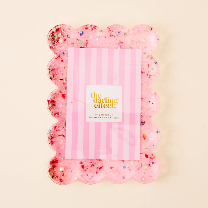 The Darling Effect - Rectangle Scalloped Acrylic Frame-Confetti Pink