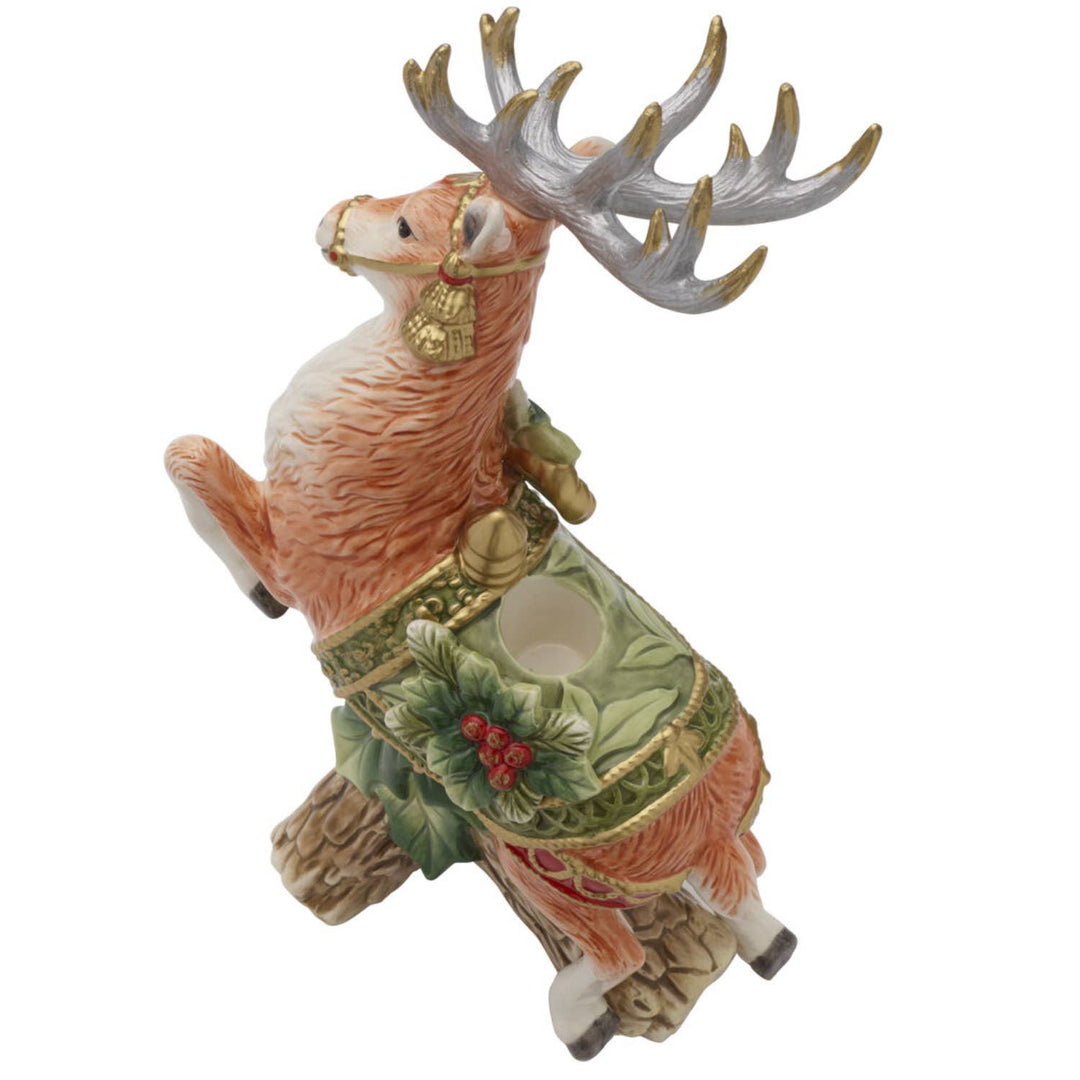 Fitz and Floyd® Mikasa® Pfaltzgraff® - Fitz & Floyd Holiday Hme Green Deer CndleHolder Gift Box Pkg: Green / Earthenware / Holiday