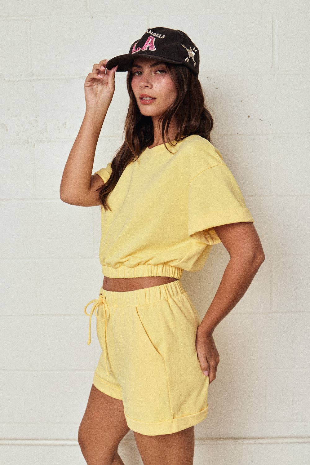 Papermoon - PX19514 - Cozy Short Sleeve Top and Shorts Set: BUTTER YELLOW