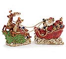 2 PIECE PORCELAIN SANTA IN SLEIGH SET