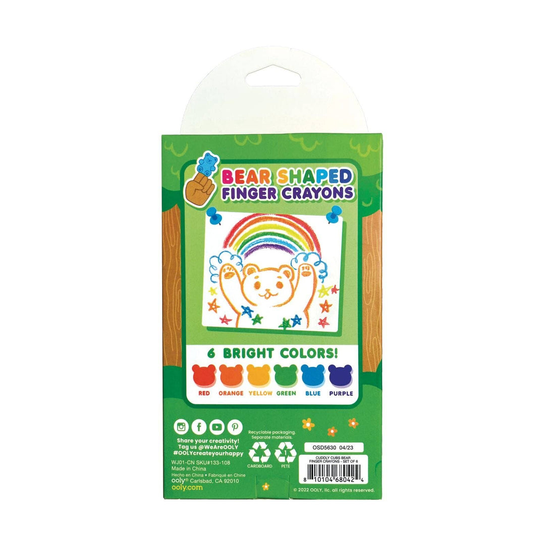 OOLY - Cuddly Cubs Bear Finger Crayons - Set of 6